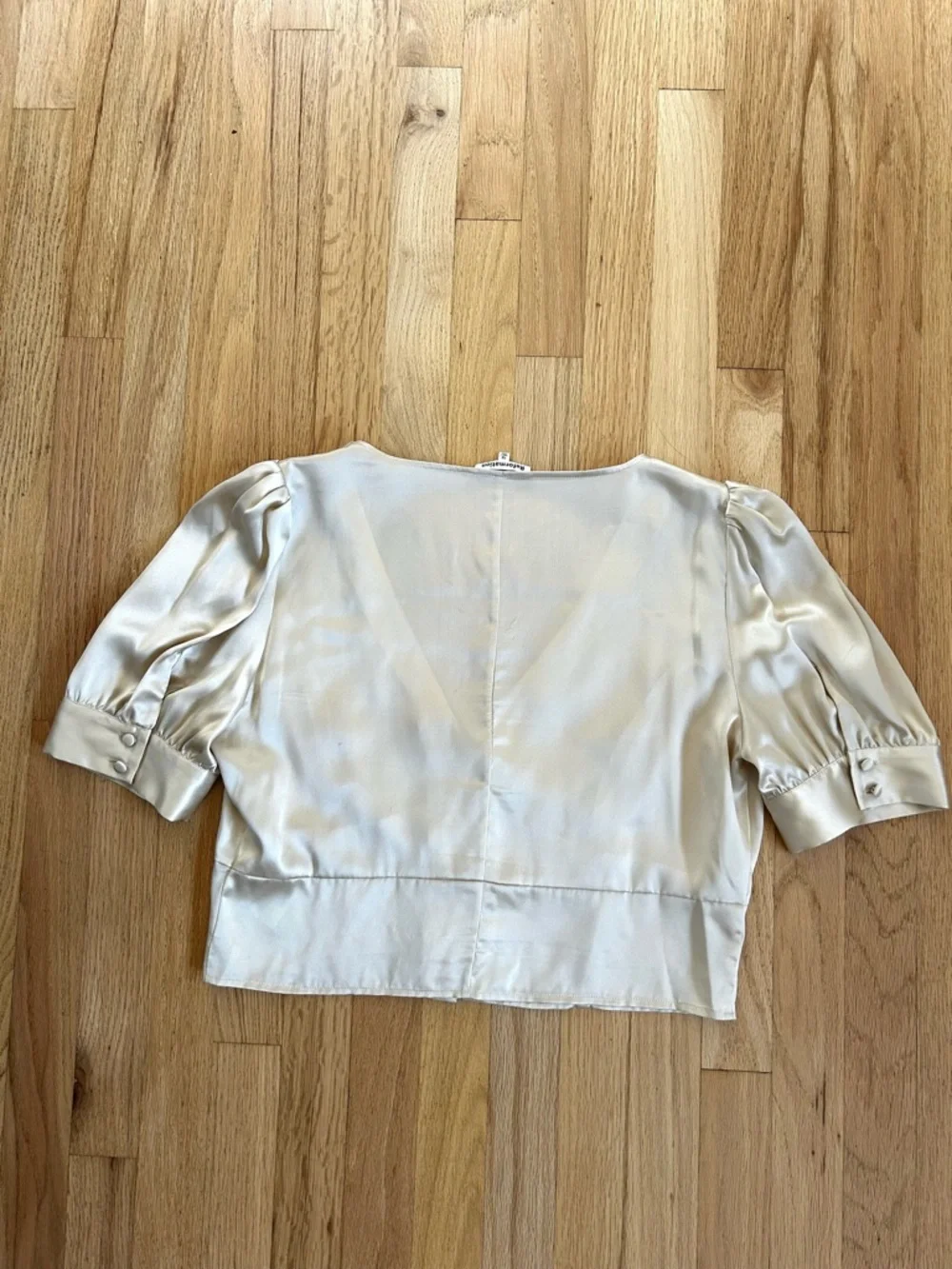 REFORMATION mendez silk top cropped blouse romantic ivory champagne size 12